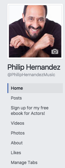 Tabs on facebook page for actors