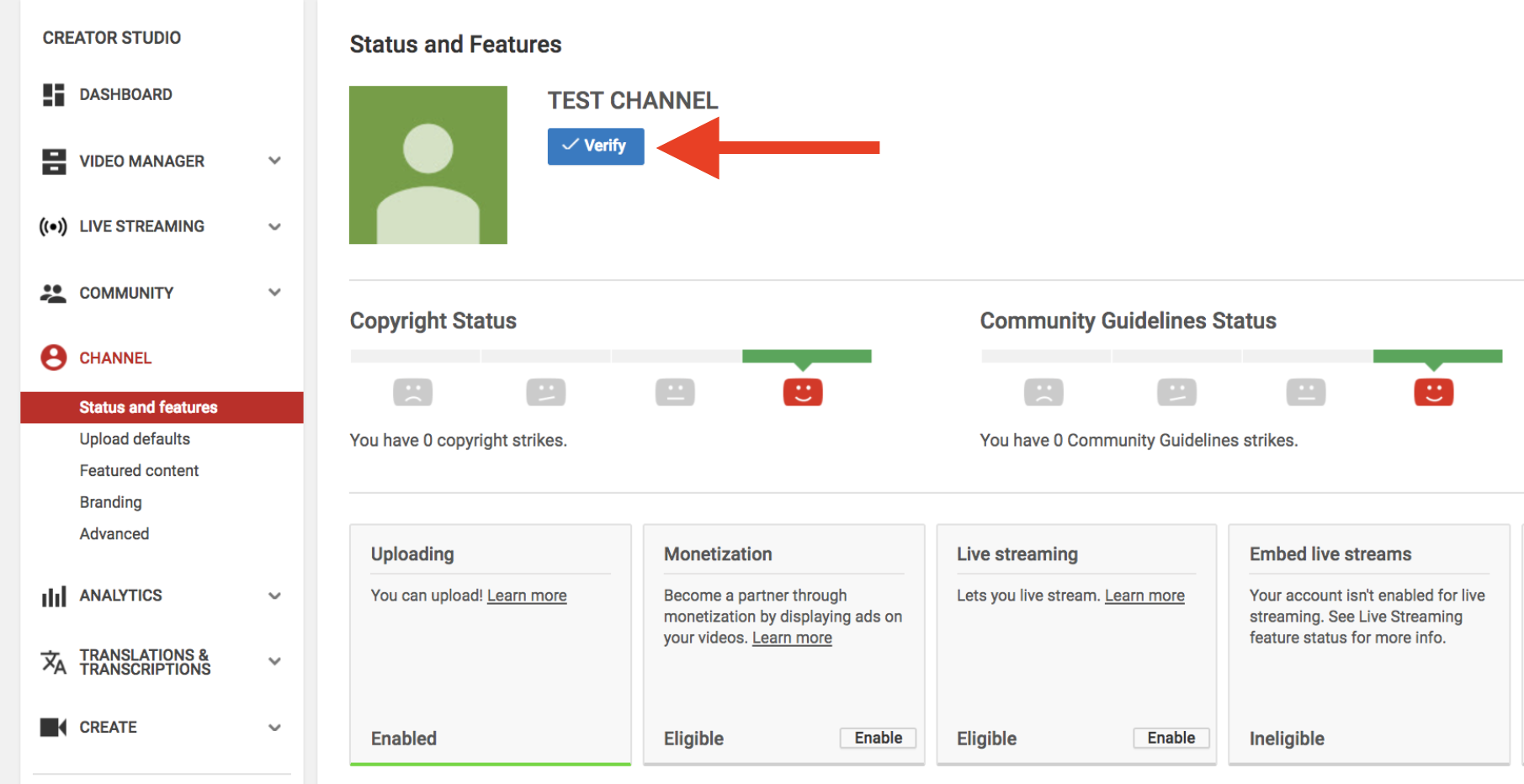 How to Verify  Channel In  Studio